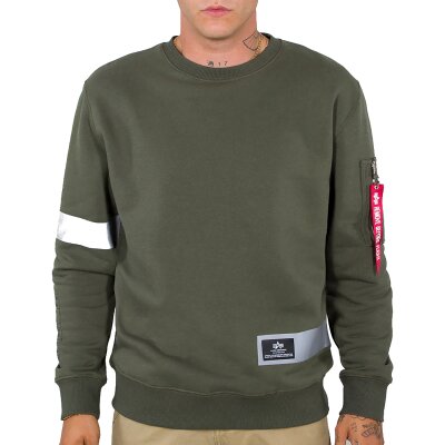 Alpha Industries Herren Sweater Reflective Stripes dark olive XXL
