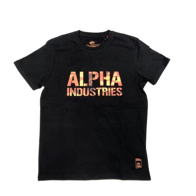 Alpha Industries Herren T-Shirt Camo Print T black/orange S