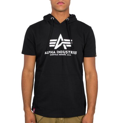Alpha Industries Herren T-Shirt Basic Logo Hooded schwarz L