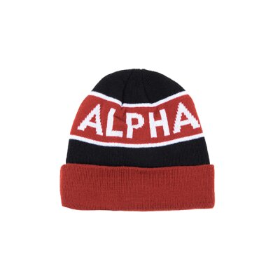 Alpha Industries Block Beanie schwarz/rot