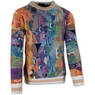 Carlo Colucci Herren Sweater im Retro Design wei&szlig;