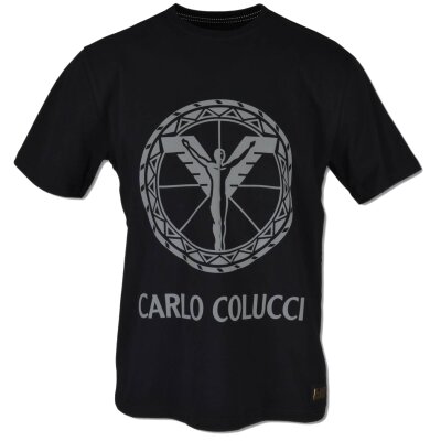 Carlo Colucci Herren T-Shirt 3D-Logo-Druck schwarz