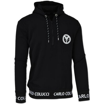 Carlo Colucci Herren Kapuzen-Sweatshirt Basic schwarz XXL