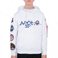 Alpha Industries Herren Hoodie Apollo 50 Patch wei&szlig; S