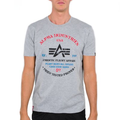 Alpha Industries Herren T-Shirt Authentic Print grey heather