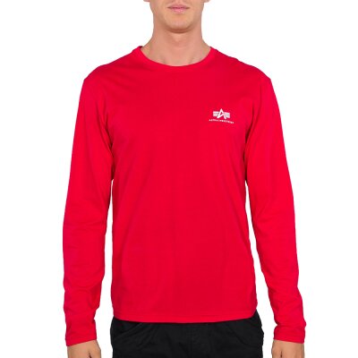 Alpha Industries Herren Longsleeve T-Shirt Basic Small Logo speed red