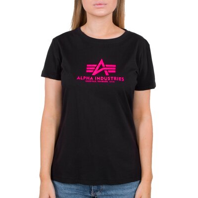 Alpha Industries Damen New Basic T-Shirt black/neon pink