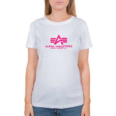 Alpha Industries Damen New Basic T-Shirt white/neon pink