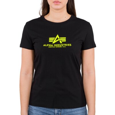 Alpha Industries Damen New Basic T-Shirt black/neon yellow