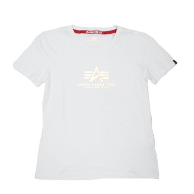 Alpha Industries Damen New Basic T-Shirt white/metalgold