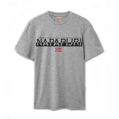 Napapijri T-Shirt Saras Solid med grey marl grau XXL