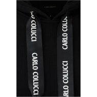 Carlo Colucci Herren Basic Kapuzen-Sweatshirt Small Logo schwarz