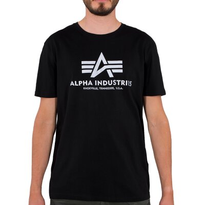 Alpha Industries Herren T-Shirt Basic Logo Reflective Print black