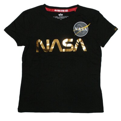 Alpha Industries Damen NASA Reflective T-Shirt Wmn black/gold