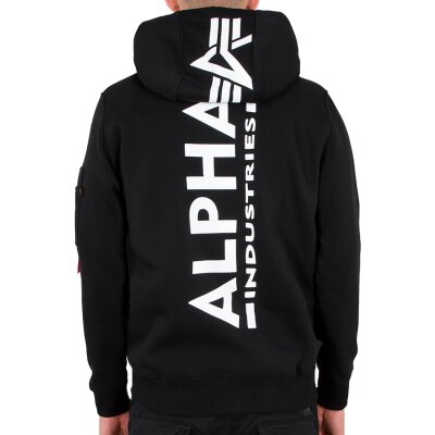 Alpha Industries Herren Zip-Hoodie Back Print black S