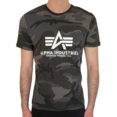 Alpha Industries Herren T-Shirt Basic Logo Camo black camo 3XL