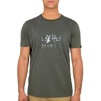 Alpha Industries Herren T-Shirt Vinyl Logo dark olive