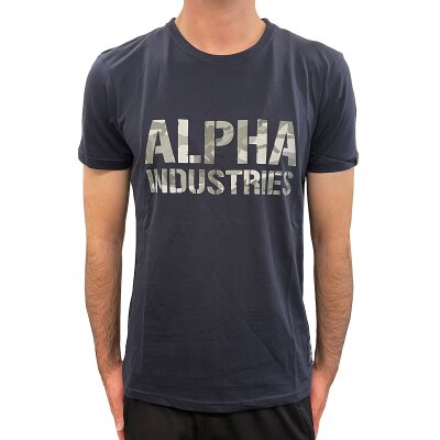 Alpha Industries Herren T-Shirt Camo Print rep.blue/grey