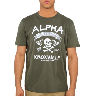 Alpha Industries Herren T-Shirt Skull dark olive