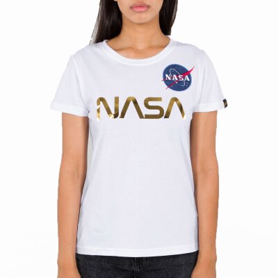 Alpha Industries Damen T-Shirt NASA PM Wmn white/gold
