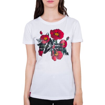 Alpha Industries Damen T-Shirt Flower Logo Wmn weiß
