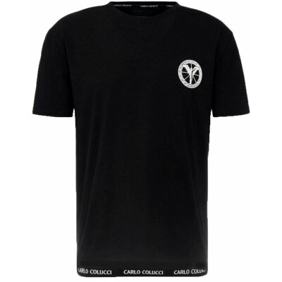 Carlo Colucci Herren T-Shirt Basic Logo schwarz
