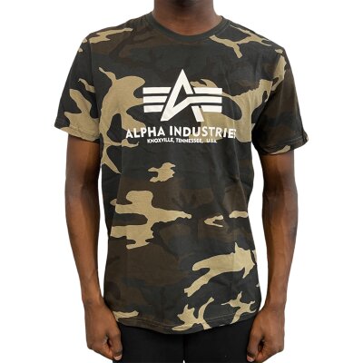Alpha Industries Herren T-Shirt Basic Logo Camo wdl camo 65 S