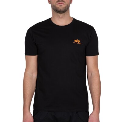 Alpha Industries Herren T-Shirt Basic Small Logo Neon Print black/neon orange