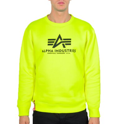 Alpha Industries Herren Sweater Basic Logo neon/yellow 3XL