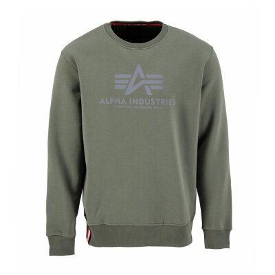 Alpha Industries Herren Sweater Basic Logo Reflective Print dark olive