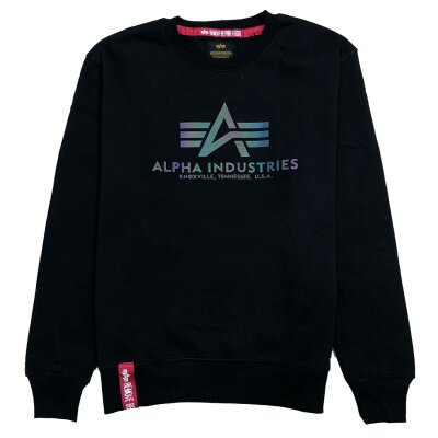 Alpha Industries Herren Sweater Basic Logo Rainbow Ref. Print black S