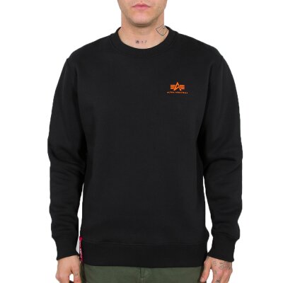 Alpha Industries Herren Basic Sweater Small Logo Neon Print black/neon orange