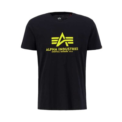 Alpha Industries Herren T-Shirt Basic Neon Print black/neon yellow