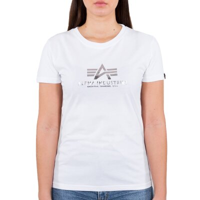Alpha Industries Damen New Basic T-Shirt Foil Print white/metalsilver