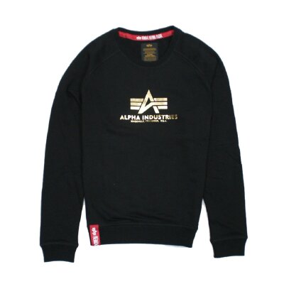 Alpha Industries Damen New Basic Sweater Wmn Foil Print black/metalgold