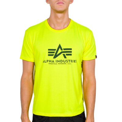 Alpha Industries Herren T-Shirt Basic Logo Neon Print neon yellow S
