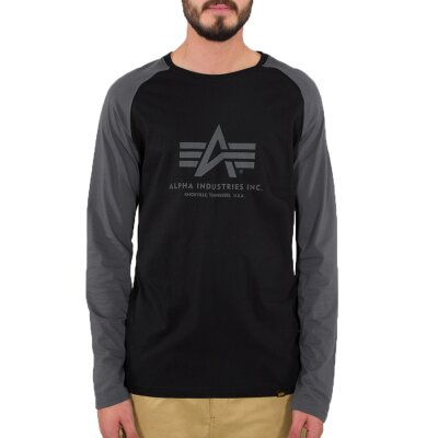 Alpha Industries Herren Longsleeve T-Shirt Basic Logo black/greyblack
