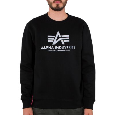 Alpha Industries Herren Sweater Basic Logo Reflective Print black
