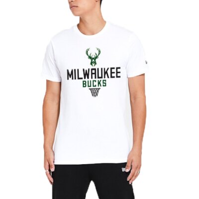 New Era Herren T-Shirt NBA Bold Milwaukee Bucks weiß