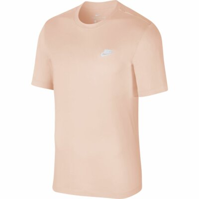 Nike Herren T-Shirt Embroidered Little Logo washed coral / white