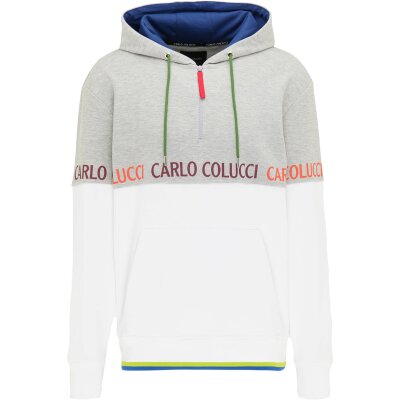 Carlo Colucci Herren Kapuzen-Sweatshirt weiß/grau