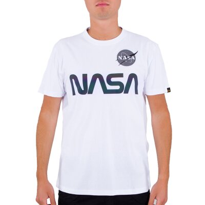 Alpha Industries Herren T-Shirt NASA Rainbow Reflective white