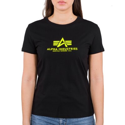 Alpha Industries Damen New Basic T-Shirt Neon Print black/neon yellow