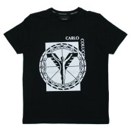 Carlo Colucci Herren T-Shirt mit Block Logo Print schwarz