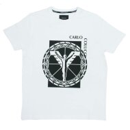 Carlo Colucci Herren T-Shirt mit Block Logo Print weiß