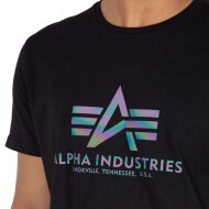Alpha Industries Herren T-Shirt Basic Logo Rainbow Reflective black M