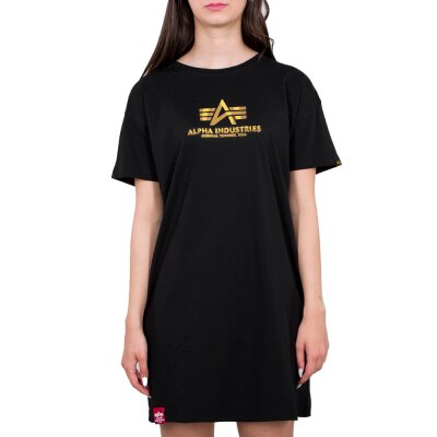 Alpha Industries Damen Basic Long T-Shirt Foil Print black/yellow gold