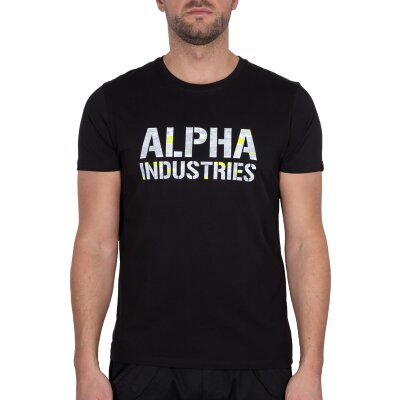 Alpha Industries Herren T-Shirt Camo Print T black/digi white camo