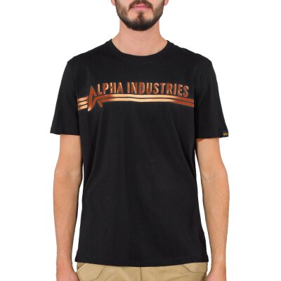 Alpha Industries Herren T-Shirt Schriftzug Foil Print black/copper