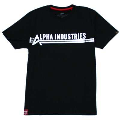Alpha Industries Herren T-Shirt Schriftzug Foil Print black/metalsilver
